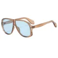 Vintage oversized sunglasses with translucent brown frame and blue lenses for men and women. - C7 Champagne Frame Blue Lenses