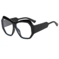 Gafas de sol geométricas negras irregulares de moda estilo urbano chic para mujer - C8 Montura Negra Lentes Transparentes