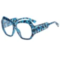 Gafas de sol de ojo de gato azules irregulares gruesas monturas de moda de gran tamaño elegantes - C9 Montura Flores Azules Lentes Transparentes