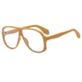 Oversized retro thick frame glasses for women and men, stylish geometric design, caramel color. - C9 Yellow Frame Transparent Lens