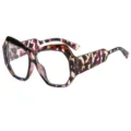 Gafas geométricas irregulares grandes con patrón abstracto elegante montura gruesa de moda. - C10 Marco Floral Púrpura Lente Transparente