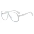 Oversized vintage chunky frame anti blue light fashion glasses for women and men stylish eyewear - C10 White Frame Transparent Lenses