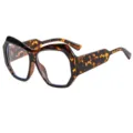 Gafas de moda carey irregulares grandes, monturas ópticas de ojo de gato de tendencia. - C11 Montura Leopardo Lente Transparente