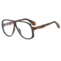 Retro oversized tortoise shell blue light blocking glasses for stylish daily streetwear. - C11 Leopard Frame Clear Lens