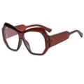 Gafas elegantes irregulares con montura marrón grande para mujer, estilo ojo de gato geométrico. - C13 Marco Té Lente Transparente
