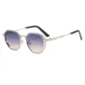 Vintage Metall kleine Sonnenbrille mit Farbverlauf Gläsern Retro Unisex Mode Brille. - C5 Silberner Rahmen Verlauf Grau Gelb Gläser