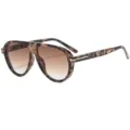 Gafas de sol de aviador con carey elegantes y lentes degradadas marrones para hombre y mujer. - C4 Marco Leopardo Lente Degradada Marrón