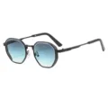 Retro sechseckige Metall Sonnenbrille mit blauem Farbverlauf für Damen und Herren Mode. - C7 Schwarzer Rahmen Verlauf Grau Blau Gläser