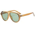 Gafas de sol de aviador marrón transparente con lentes verde claro y decoración metálica. - C6 Montura Ámbar Lente Verde