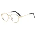 Vintage Metall kleine Fassung Brille trendy achteckig optische Brille Unisex Retro Style M5274 - C8 Goldener Rahmen Transparente Gläser
