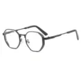 Unisex Vintage Polygon Metall Brille mit schickem schwarzem Rahmen für den Alltag und Mode. - C10 Schwarzer Rahmen Transparente Gläser