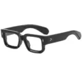 Lunettes de vue carrees epaisses tendance avec fleche en metal et rivets pour homme femme mode. - C10 Monture Noire Verres Transparents