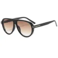 Gafas de sol de aviador extragrande clásicas para hombres y mujeres con lentes marrones. - C8 Montura Negra Lentes Degradado Té