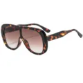 Retro oversize schildpad zonnebril met verloopglas voor dames mode stijl - C4 Luipaard Montuur Gradiënt Thee Lens