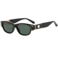 Unisex retro kleine vierkante zonnebril zwart montuur, groene lenzen en gouden metalen details. - C3 Zwart Montuur Donkergroene Glazen