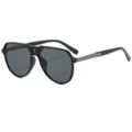 Gafas de sol de aviador elegantes para hombres con lentes negras, gafas retro chulas. - Montura Gunmetal Negra Lentes Grises