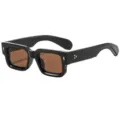 Lunettes de soleil carrées à monture épaisse, rivets fléchés et verres marron pour unisexe. - C6 Monture Noire Verres Thé