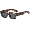 Lunettes de soleil carrées épaisses écaille avec rivets en métal stylés pour hommes et femmes. - C5 Monture Léopard Verres Gris