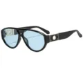 Luxe vierkante zonnebril met blauwe glazen, trendy zwart montuur in pilotenstijl. - C7 Zwart Frame Blauwe Lenzen