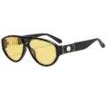 Stijlvolle vierkante zonnebril, trendy gele lens luxe brillen voor dagelijkse streetwear. - C9 black frame yellow film