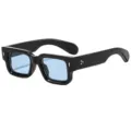 Chic lunettes de soleil carrées à monture épaisse avec verres bleus et rivets élégants. - C9 Monture Noire Verres Bleus