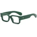 Lunettes de vue carrées épaisses vertes pour hommes et femmes, montures tendance avec rivets. - C12 Monture Verte Lentille Claire