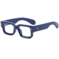 Lunettes de vue bleues monture épaisse carré mode tendance acétate avec rivets métalliques - C15 Monture Bleue Verres Transparents