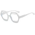 Trendy avant-garde geometric double rim eyeglass frame, stylish white fashion glasses. - C10 White Frame Transparent Lenses
