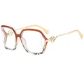 Gafas de vista tipo ojo de gato con montura degradada marrón y patillas metálicas doradas. - C14 Marco Carey Lente Transparente