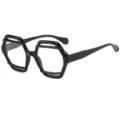 Geometric black eyeglasses frame, trendy double layer irregular flat light glasses. - C8 Black Frame Clear Lens