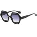 Trendy geometric sunglasses with gradient lenses, unique futuristic frame for men and women. - C1 Black Frame Gray Gradient Lens