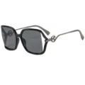 Gafas de sol de montura grande para mujer con varillas de metálicas y diseño elegante y calado. - C1 Marco Pistola Negro Lente Gris