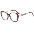 Gafas de vista mujer oversized con filtro de luz azul y elegantes patillas metálicas. - Montura Rojo Vino Lente Clara
