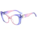 Verloop paars roze kattenoog brilmontuur met parel decoratie stijlvolle mode brillenframe - Paars Roze Frame Heldere Lenzen