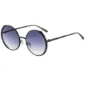 Gafas de sol redondas grandes para mujer con lentes degradadas azules y borde negro texturizado. - C3 Montura negra Lente gris degradado