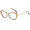 Damen Katzenaugen Blaulichtfilter Brille Mode Retro großer Rahmen optische Brillen - C11 Leopardenrahmen Klare Gläser