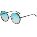 Gafas de sol redondas de metal elegantes con lentes degradadas azules y un diseño muy único. - C6 Marco Negro Lente Verde Degradado