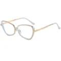 Modische Metallrahmen Katzenauge Brille stilvolle klare Linse Brillen für Damen Outdoor Alltag - C14 Weißer Rahmen Klare Gläser