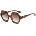 Fashion double-layer geometric sunglasses for men and women retro tortoiseshell gradient shades - C4 Leopard Frame Gradient Brown Lens