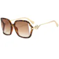 Gafas de sol ojo de gato carey con lentes marrones degradadas y varillas metálicas doradas. - C4 Marco Leopardo Lente Degradada Marrón