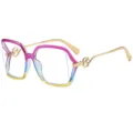 Gafas graduadas de ojo de gato con degradado y patillas metálicas huecas, montura M6273 - C12 Montura Púrpura Amarillo Lente Transparente