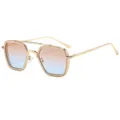 Dubbele brug vintage zonnebril voor dames heren, trendy punk verlooplenzen bril M5261 - C6 Beige Frame Verloop Thee Blauw Lens