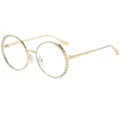 Mujeres oro metal grande montura redonda gafas elegante decor escamas óptico M5267 - C8 Marco Dorado Lente Transparente