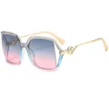 Gafas de sol cat-eye de moda con lentes degradadas y elegante montura de metal. - C6 Marco Gris Rosa Lente Gris Rosa
