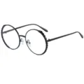 Gafas elegantes de metal con montura redonda grande para mujer, estilo chic. - C9 Marco Negro Lente Transparente