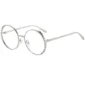 Gafas redondas de metal plateado elegante con diseño de montura único para mujeres de moda. - C10 Montura Plateada Lentes Transparentes