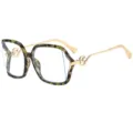 Gafas graduadas ojo de gato con montura carey y varillas de metal dorado para mujer. - C9 Marco Floral Verde Lente Clara