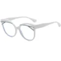 Moderna montura de gafas cat-eye anti luz azul blanca para mujer con un estilo elegante. - C10 Marco Blanco Lente Clara