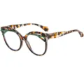 Elegantes gafas de ojo de gato anti luz azul con montura carey y llamativo acento verde. - C11 Marco Carey Amarillo Lente Transparente