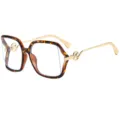 Chic gafas de carey ojo de gato con patillas metal oro de lujo y detalles calados. - C11 Montura Leopardo Lente Transparente